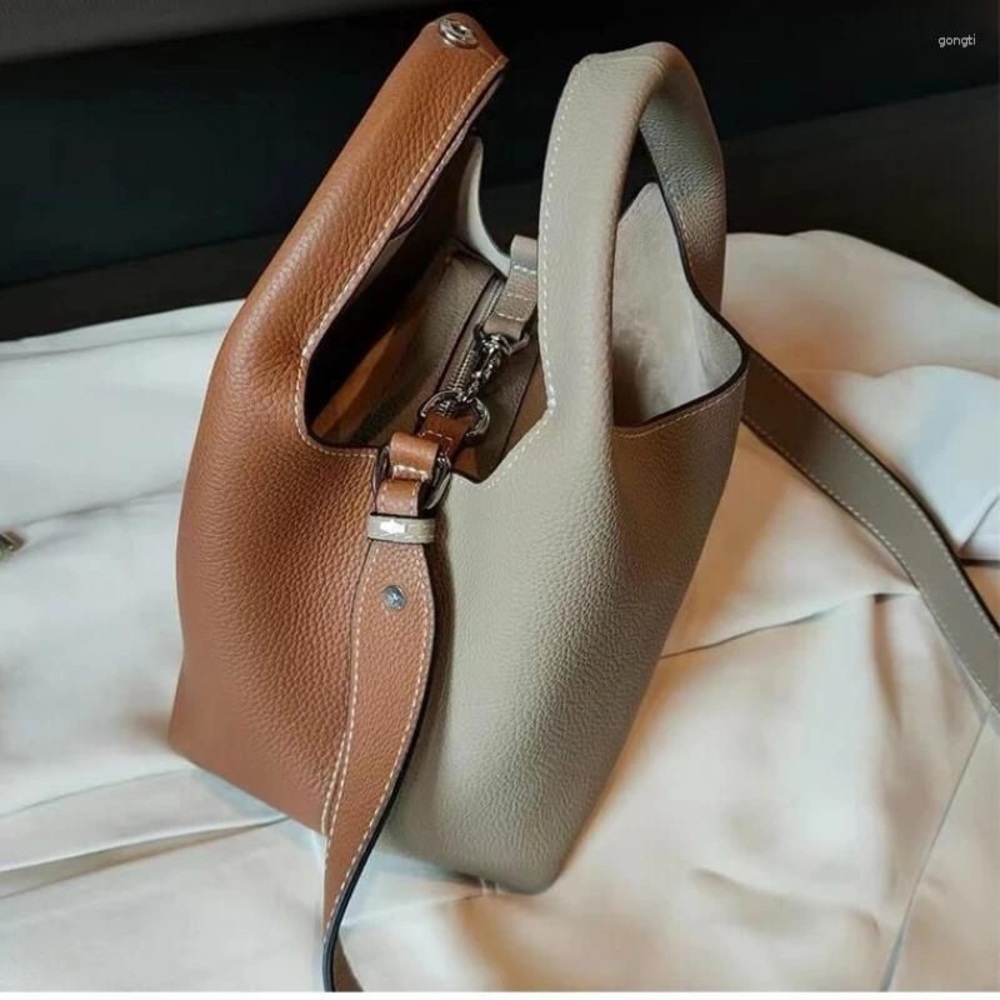 Source Unknown Two-Tone Brown and Taupe Shoulder Bag